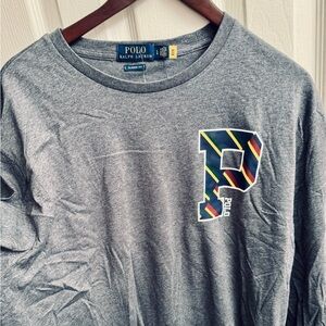 Polo Ralph Lauren Graphic Logo L/S T-Shirt- Gray Heather, L